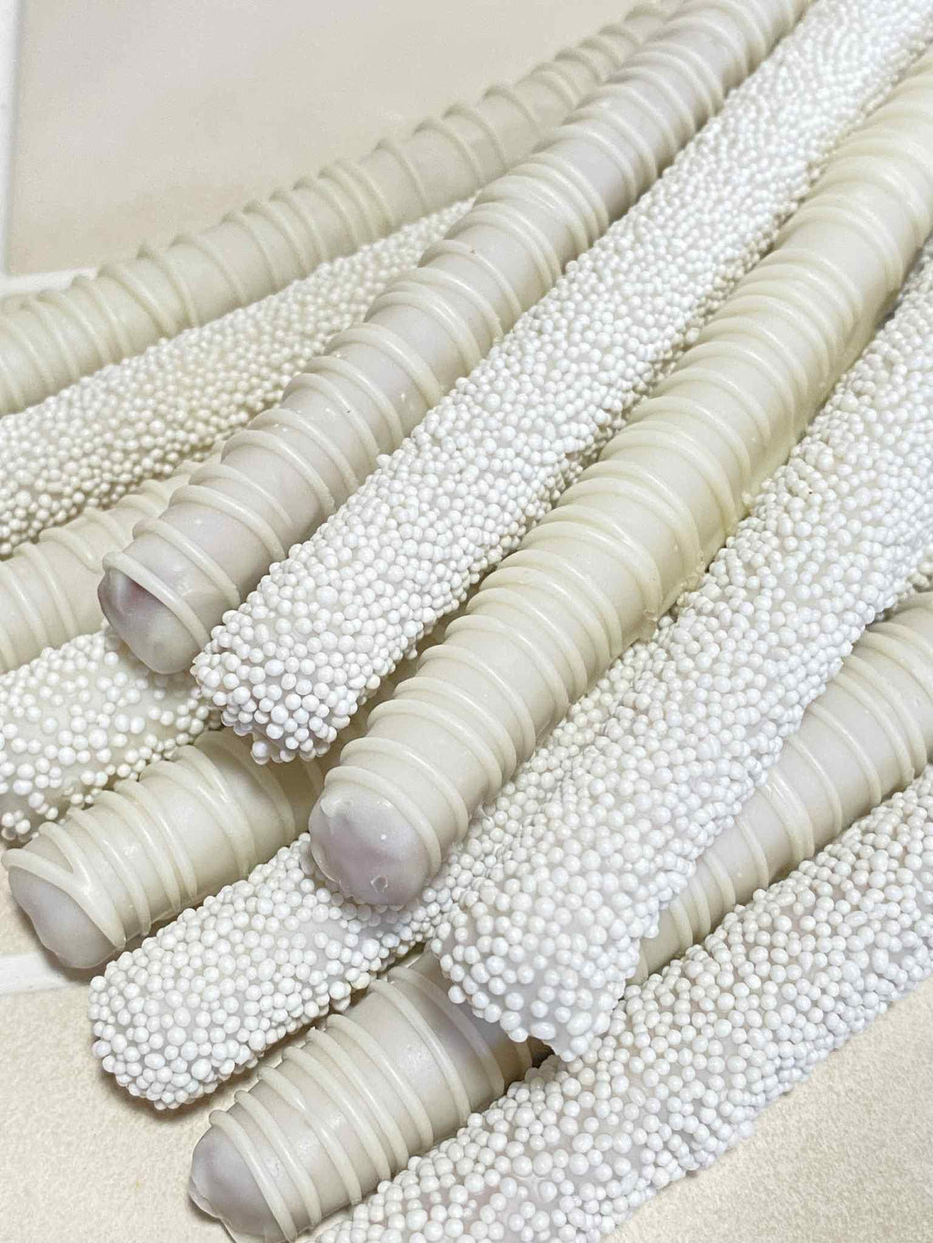 White Chocolate Covered Pretzel Rods: one dozen