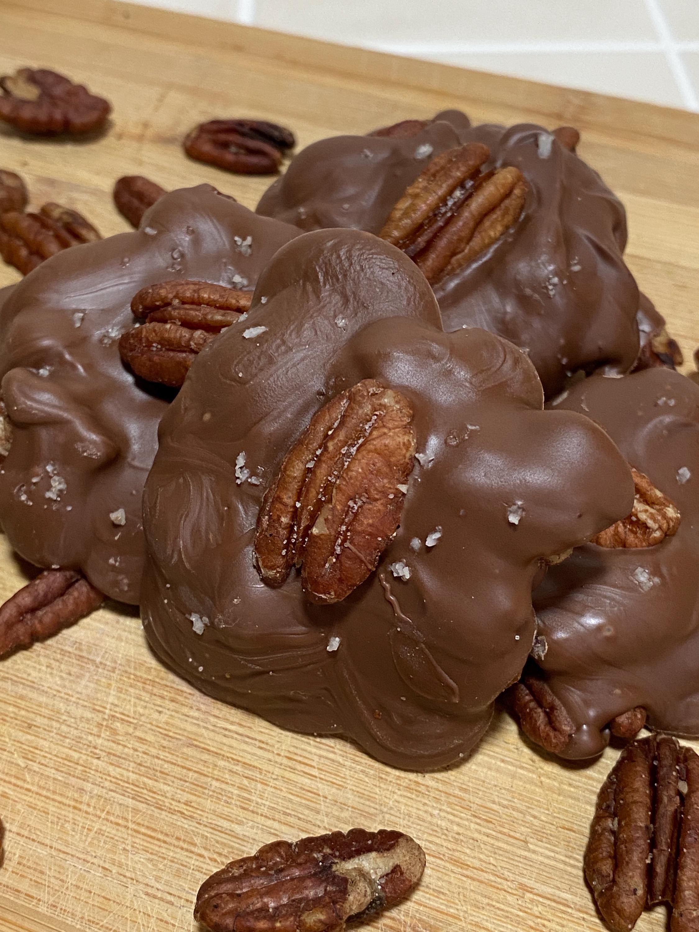 Pecan Caramel Clusters - Chocolate Covered Pecans