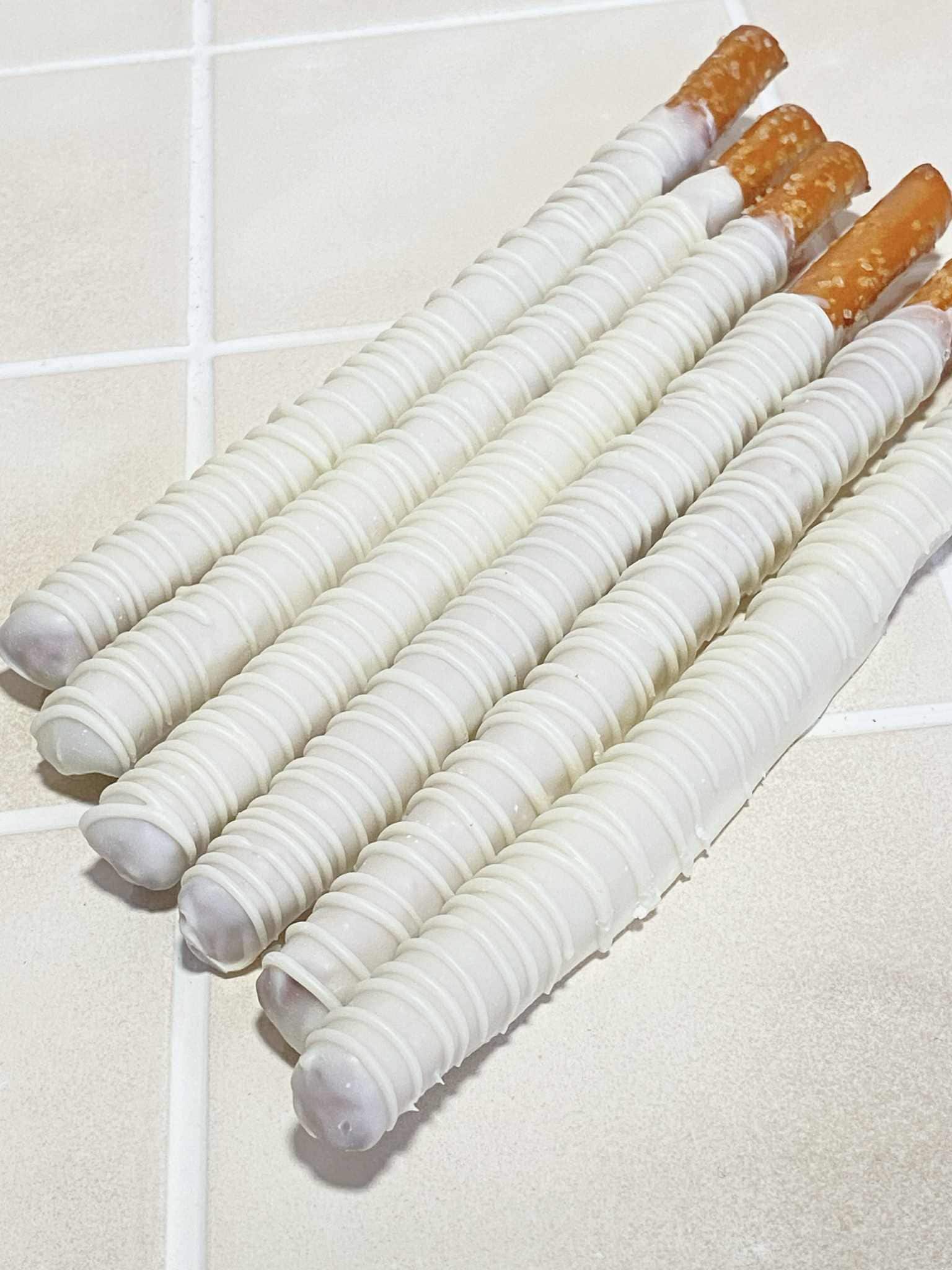White Chocolate Covered Pretzel Rods: one dozen