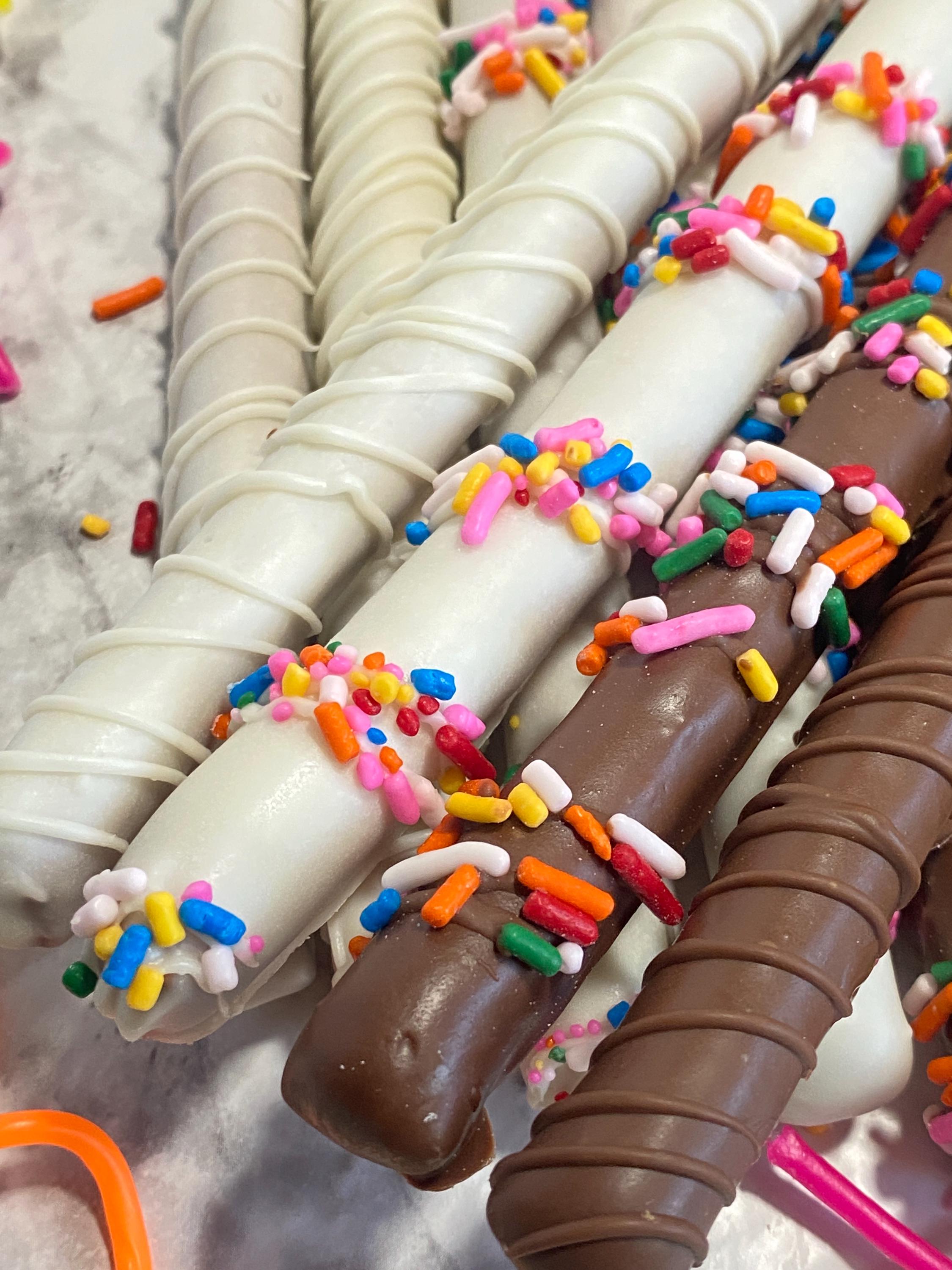 Birthday Theme Chocolate Covered Pretzels