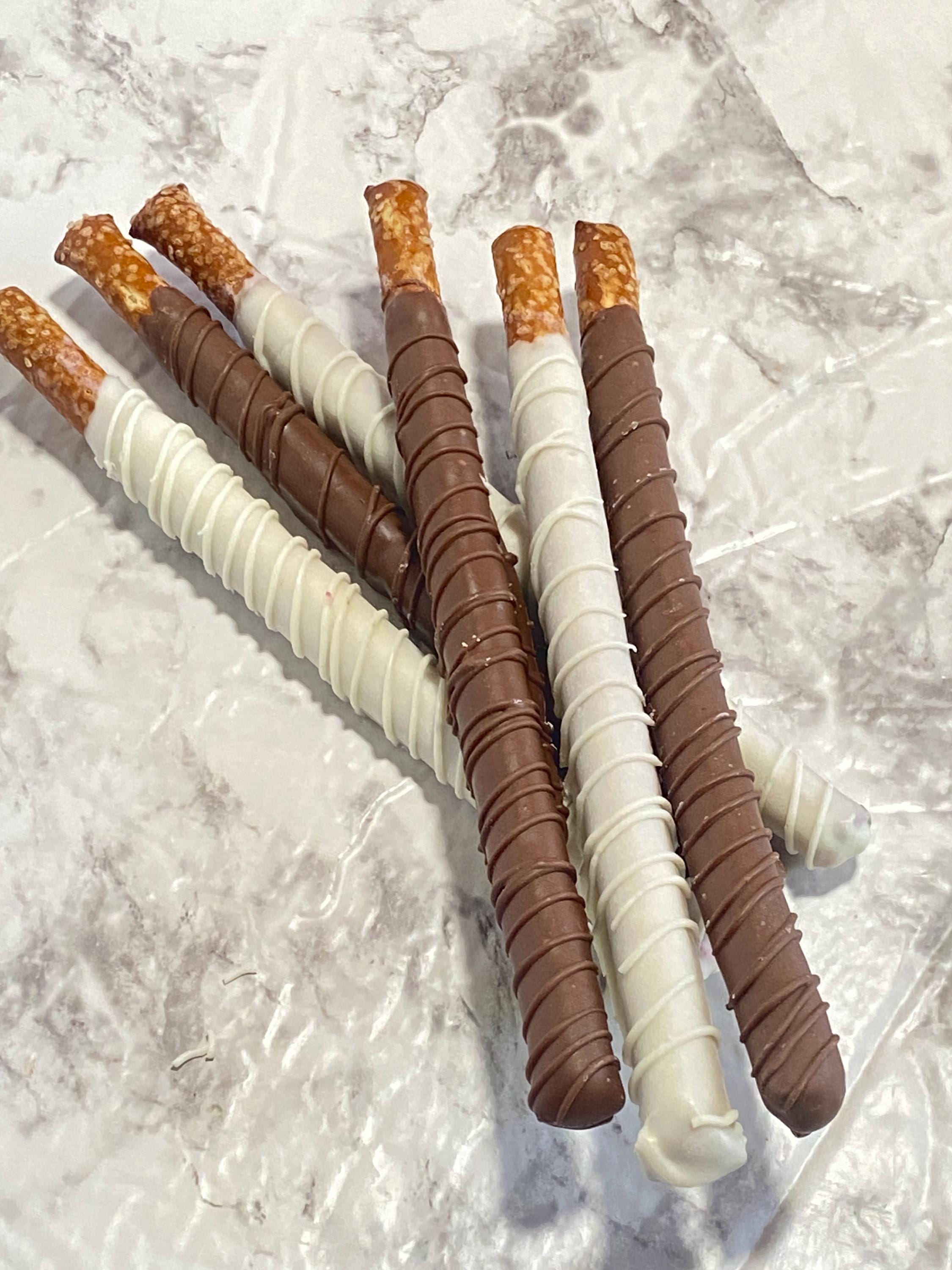 Milk & White Chocolate Covered Pretzel Rods