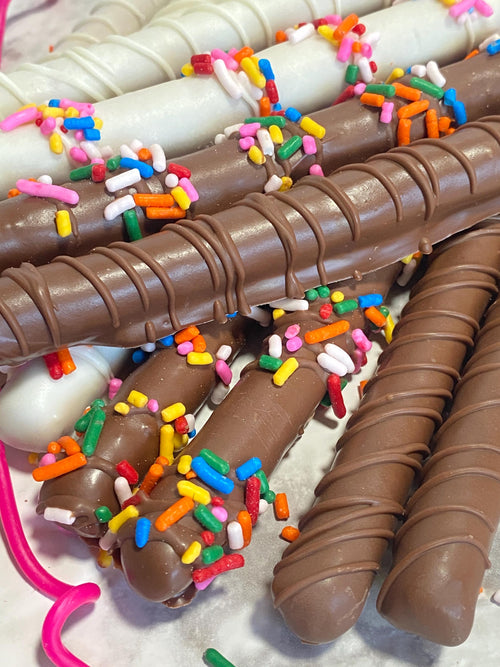 Birthday Theme Chocolate Covered Pretzels