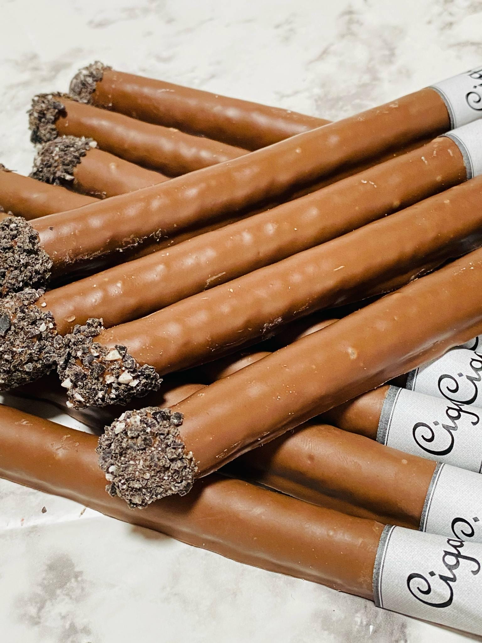 Cigar Theme Milk Chocolate Covered Pretzel Rods