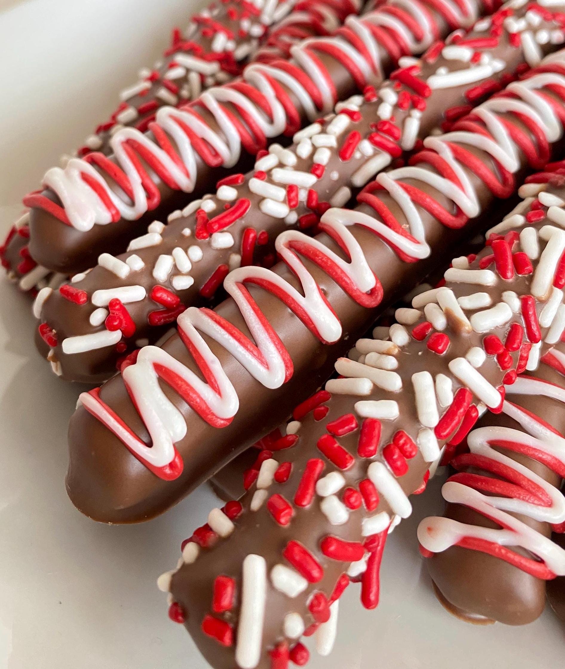 Valentine’s Day Chocolate Covered Pretzel Rods- One dozen