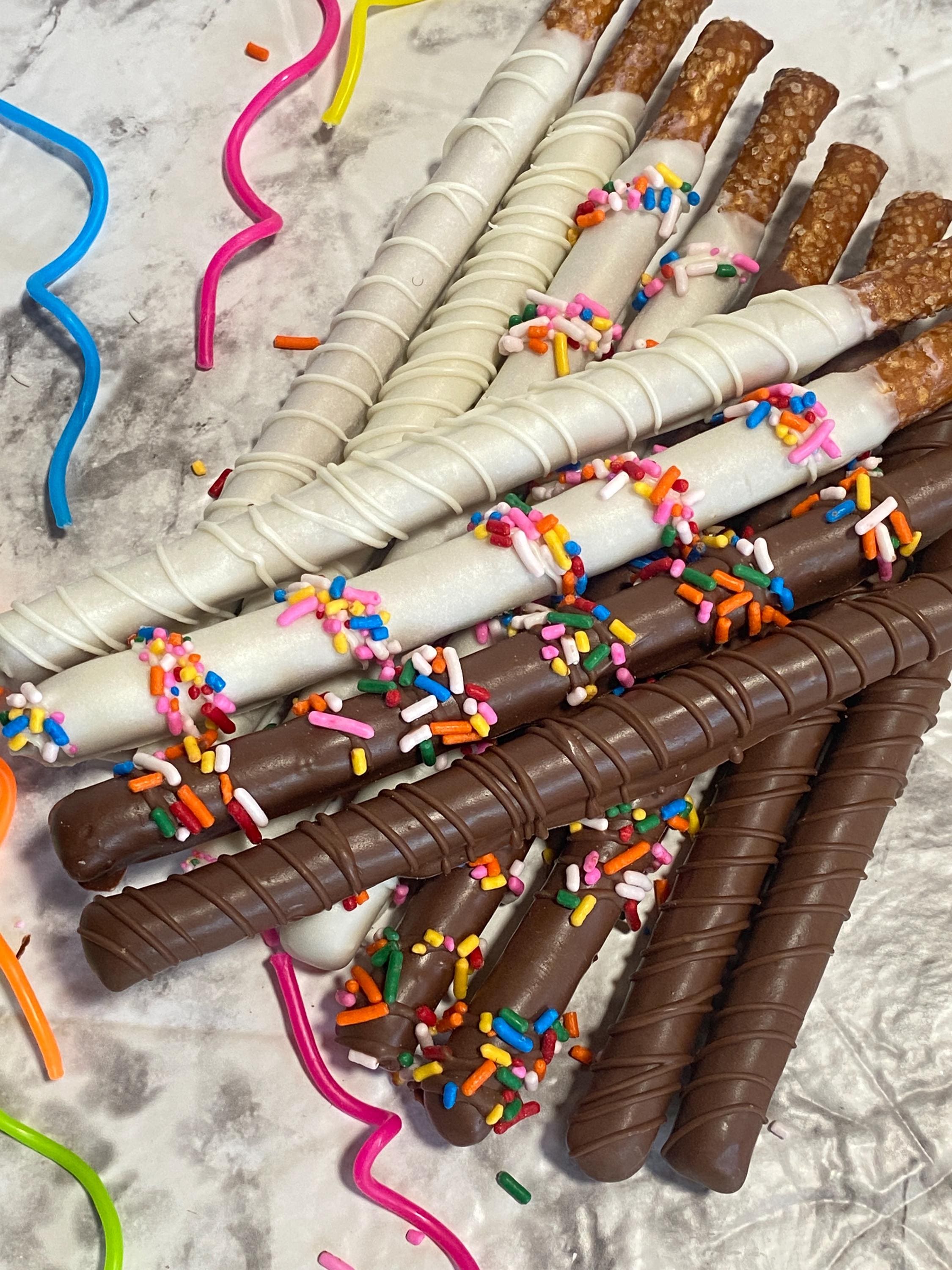 Birthday Theme Chocolate Covered Pretzels