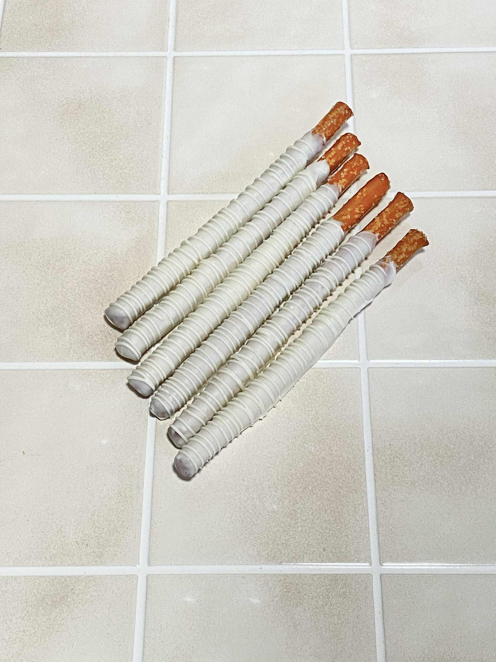 White Chocolate Covered Pretzel Rods: one dozen