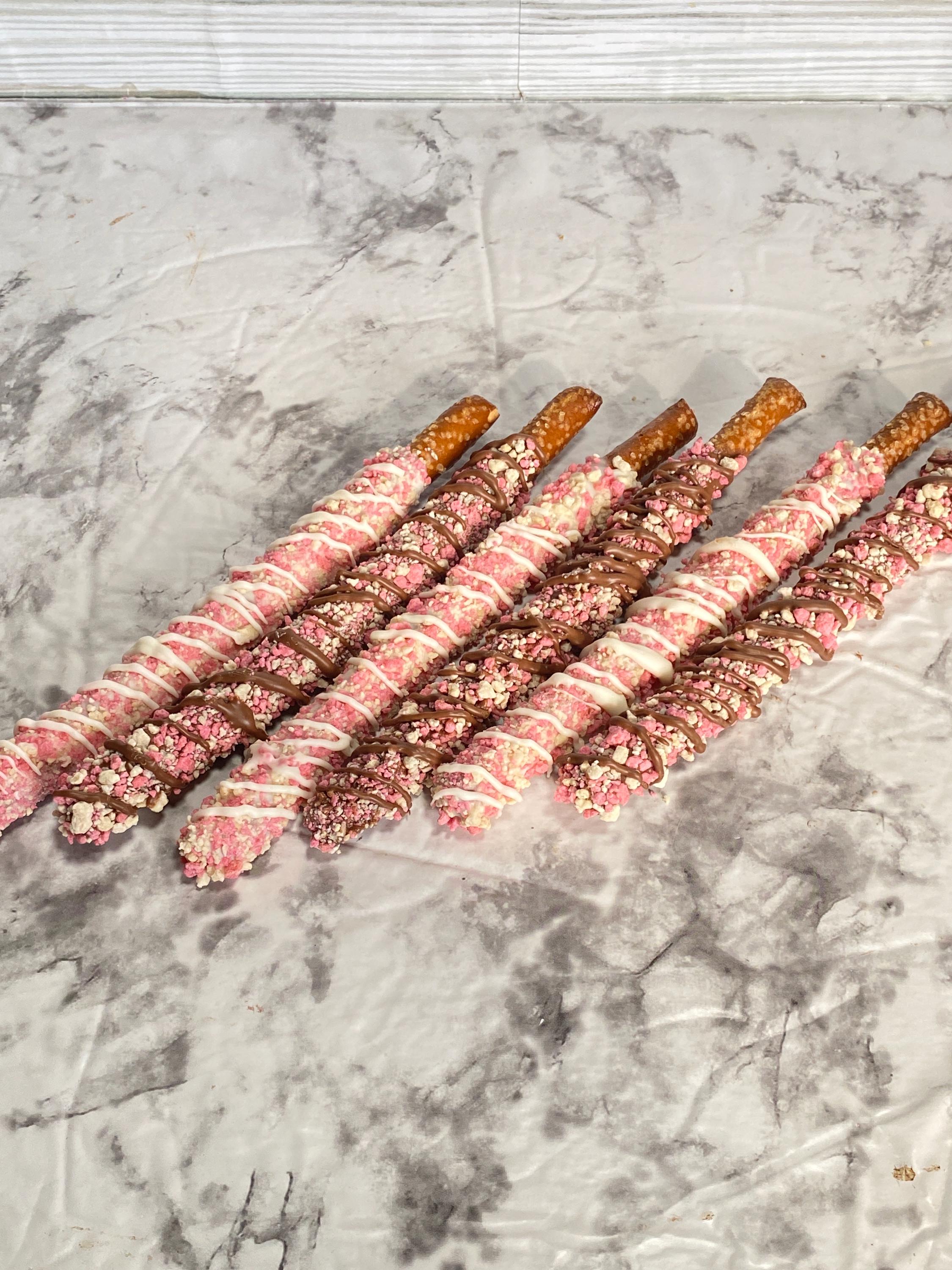 Strawberry Crunch Pretzel Rods-Strawberry Shortcake Pretzels