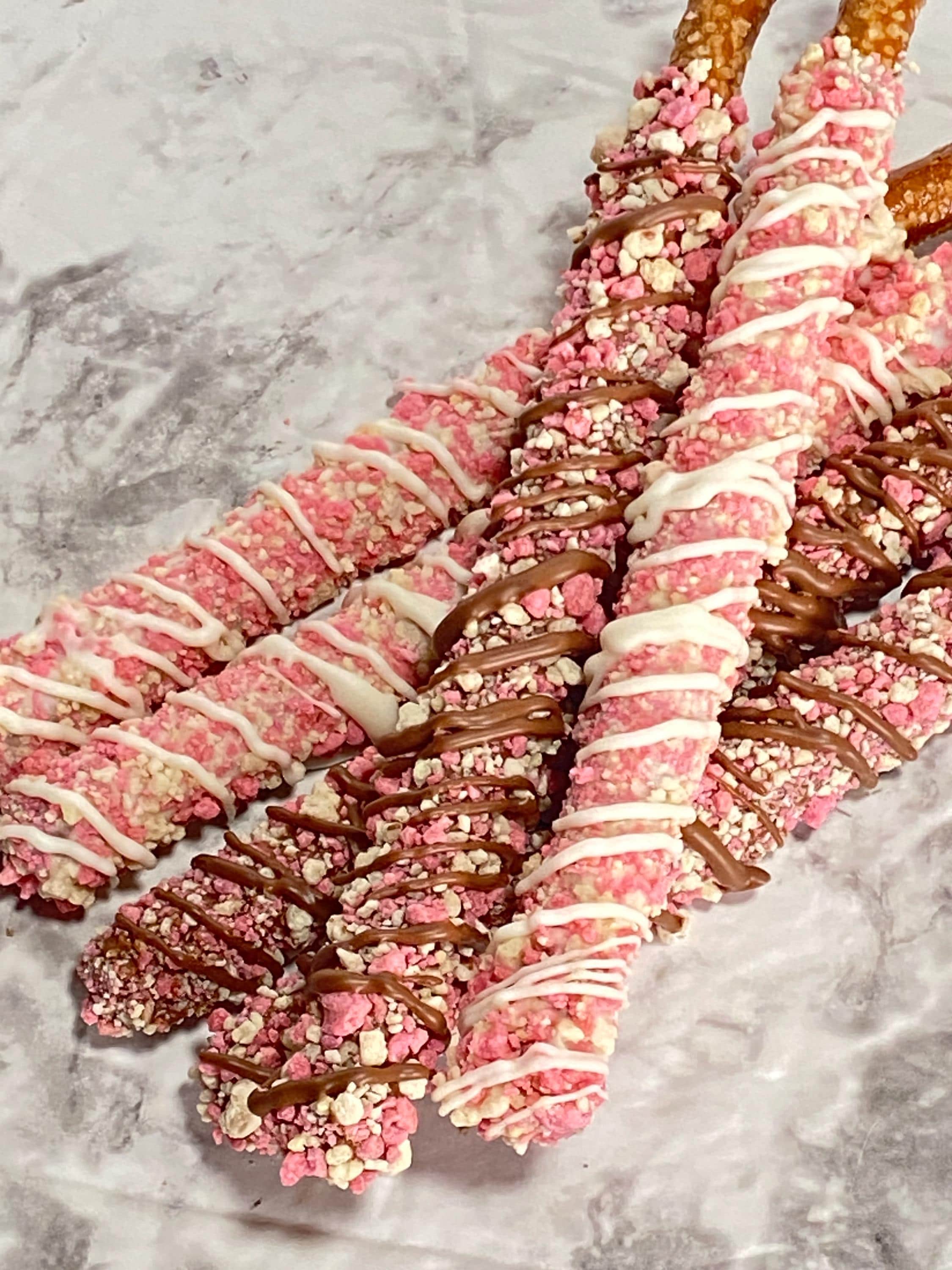 Strawberry Crunch Pretzel Rods-Strawberry Shortcake Pretzels