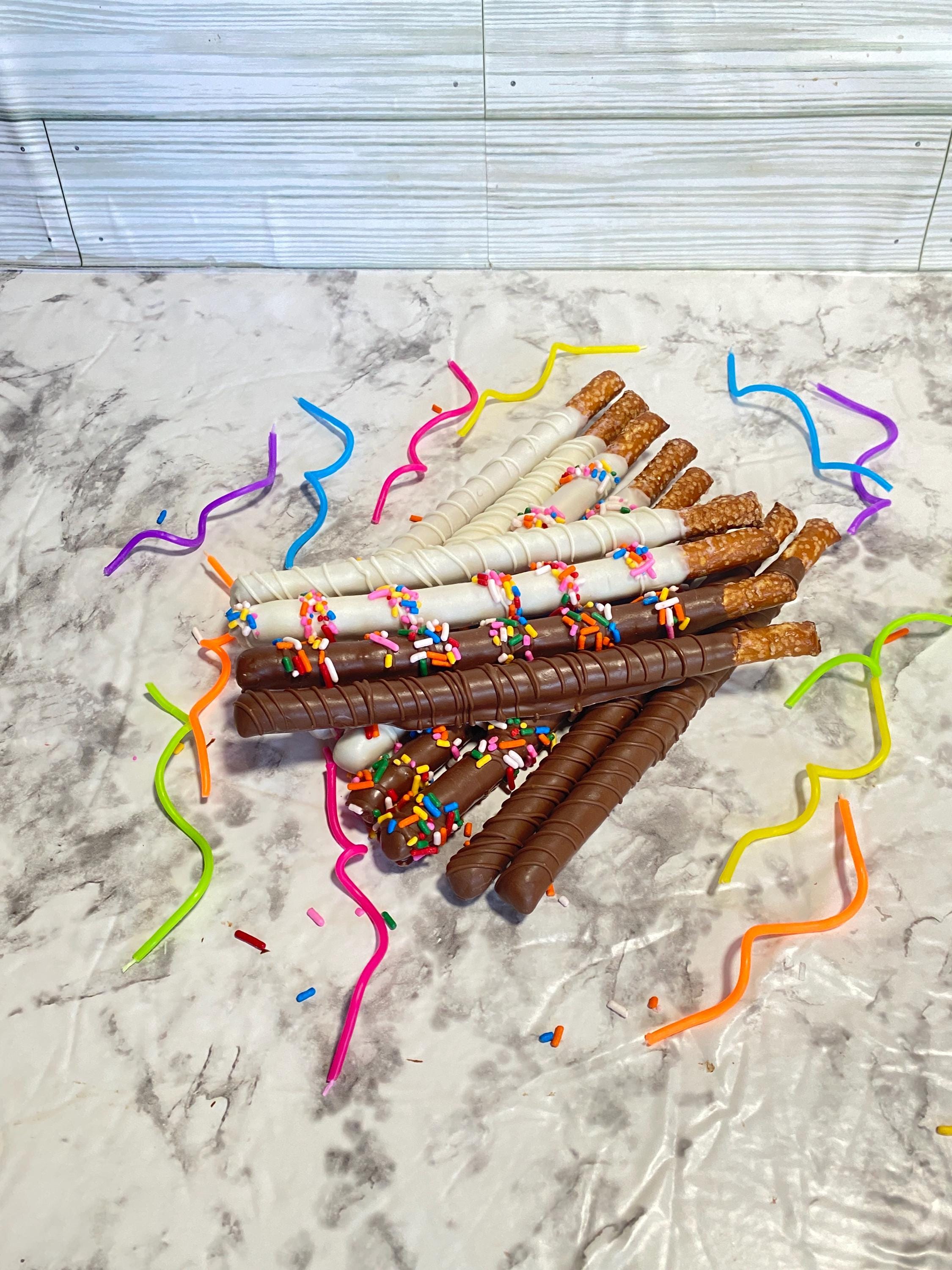 Birthday Theme Chocolate Covered Pretzels