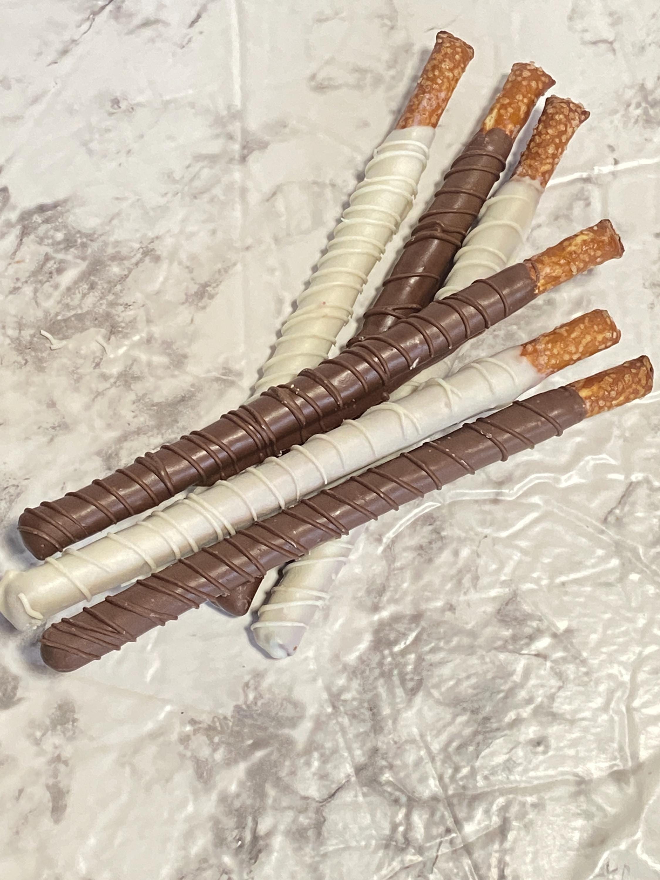Milk & White Chocolate Covered Pretzel Rods
