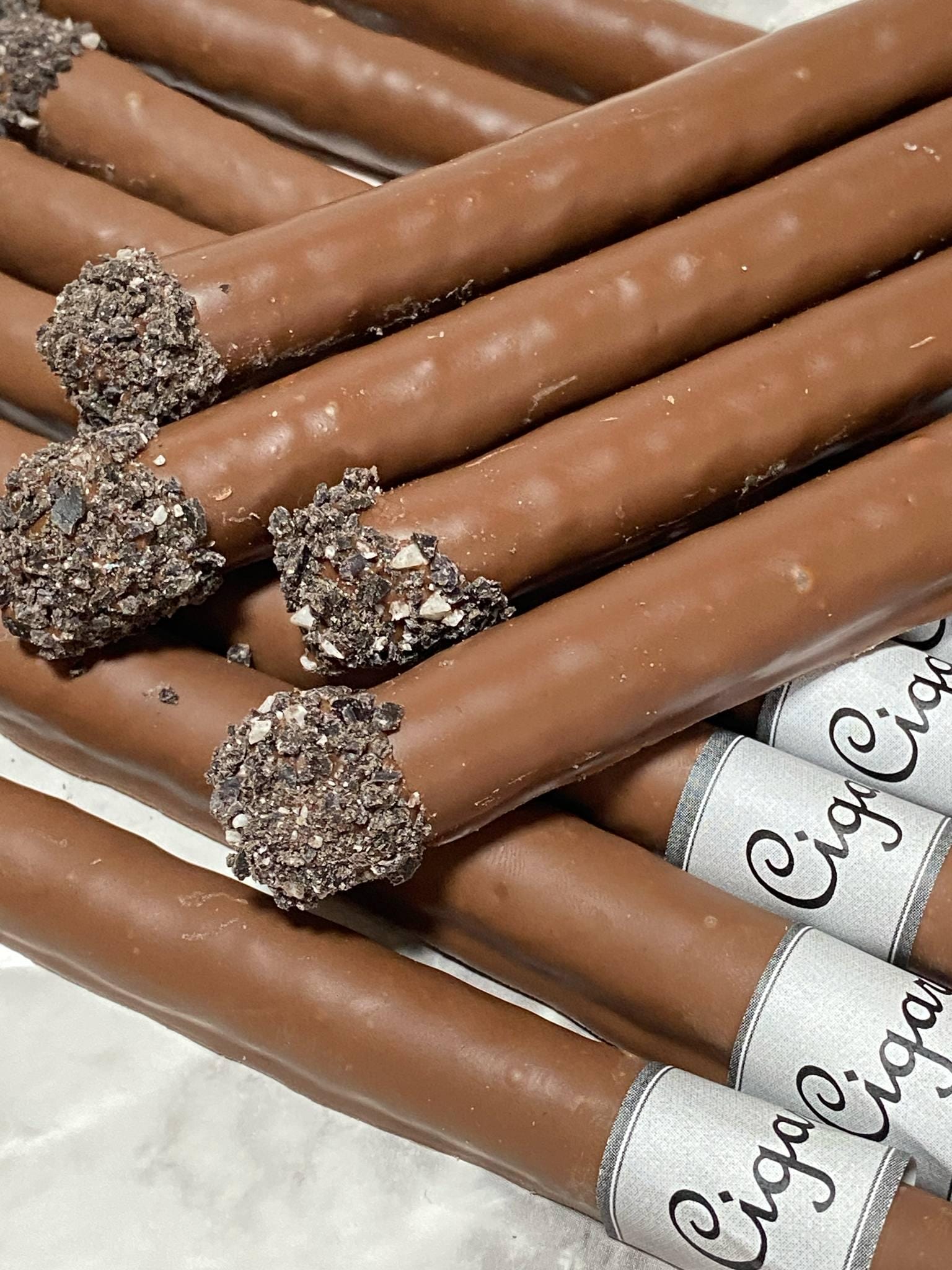 Cigar Theme Milk Chocolate Covered Pretzel Rods