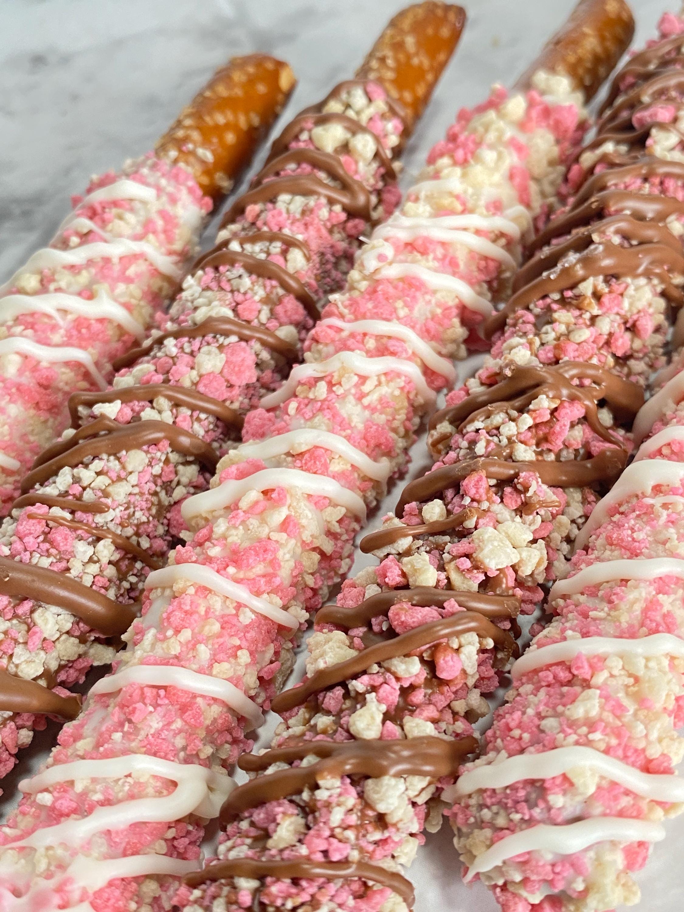 Strawberry Crunch Pretzel Rods-Strawberry Shortcake Pretzels
