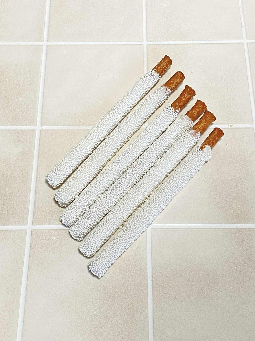 White Chocolate Covered Pretzel Rods: one dozen